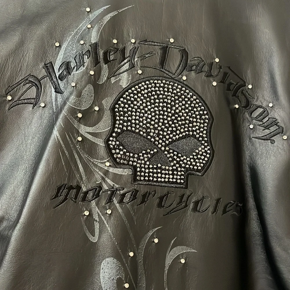 Black Studded Leather Jacket with Embossed Detail - Picture 1 of 13